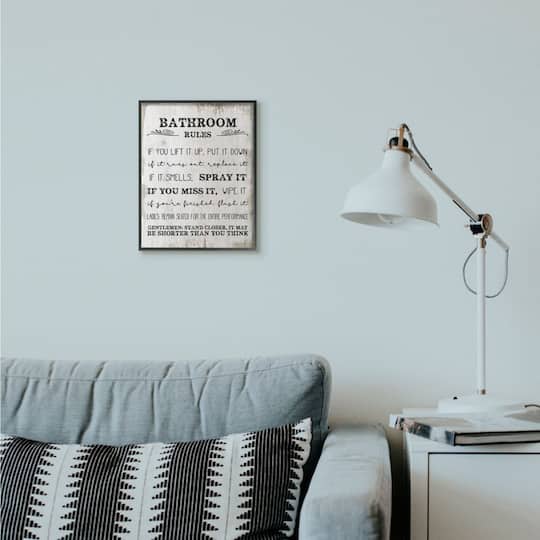 Stupell Industries Bathroom Rules Framed Wall Art